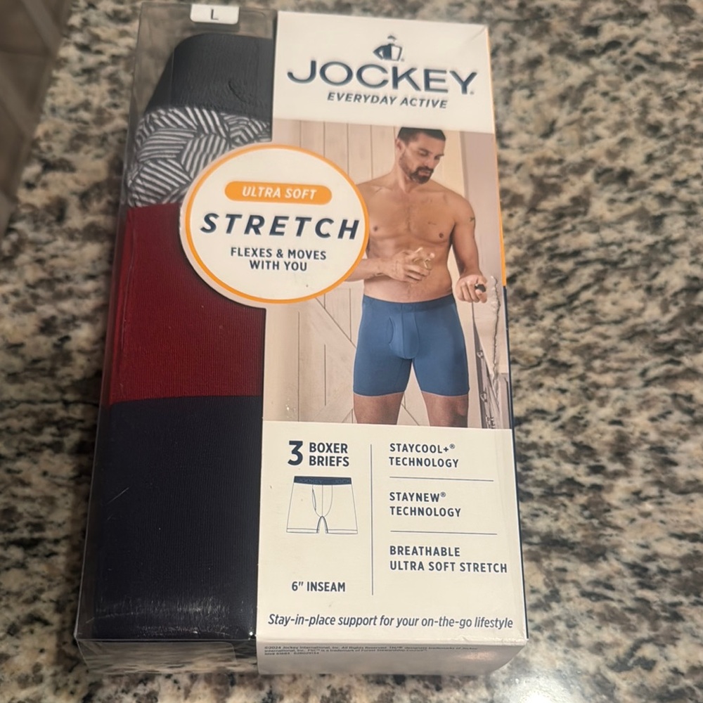 Men’s Jockey Ultra Soft Stretch Boxer Briefs - Red and Black. New in box